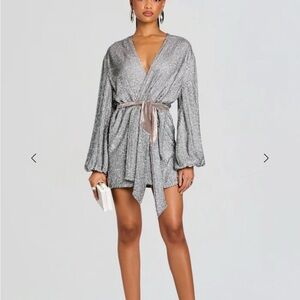 Retrofete Gabrielle Robe Silver Cloud Sequence Dress